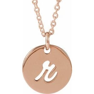 14K ROSE SCRIPT INITIAL R 16-18" NECKLACE