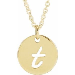 14K YELLOW SCRIPT INITIAL T 16-18" NECKLACE
