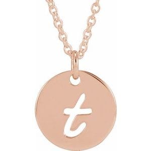 14K ROSE SCRIPT INITIAL T 16-18" NECKLACE