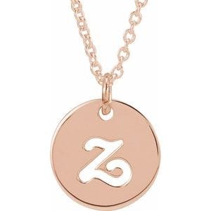 14K ROSE SCRIPT INITIAL Z 16-18" NECKLACE
