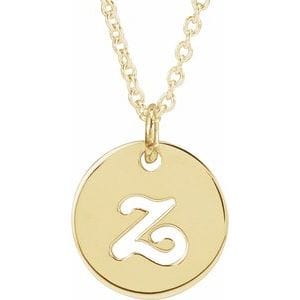 14K YELLOW SCRIPT INITIAL Z 16-18" NECKLACE
