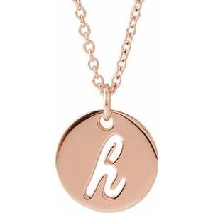 14K ROSE SCRIPT INITIAL H 16-18" NECKLACE