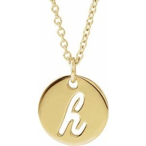 14K YELLOW SCRIPT INITIAL H 16-18" NECKLACE