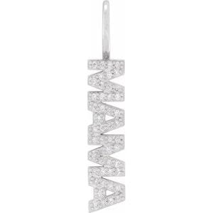 14K WHITE 1/10 CTW NATURAL DIAMOND MAMA CHARM/PENDANT