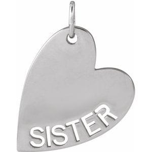 14K WHITE SISTER HEART PENDANT