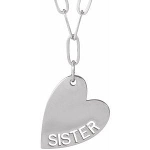 14K WHITE SISTER HEART 18" NECKLACE