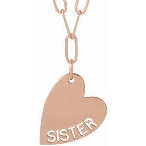 14K ROSE SISTER HEART 18" NECKLACE