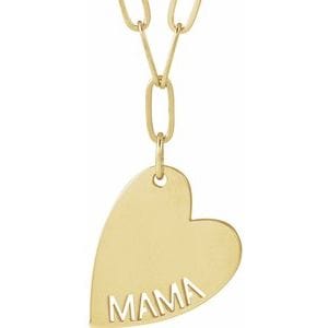 14K YELLOW MAMA HEART 18" NECKLACE