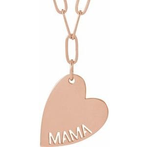 14K ROSE MAMA HEART 18" NECKLACE