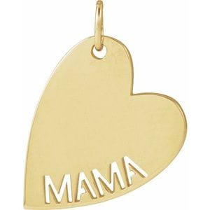 14K YELLOW MAMA HEART PENDANT