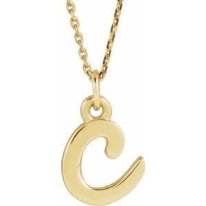 14K YELLOW PETITE INITIAL C 16" NECKLACE