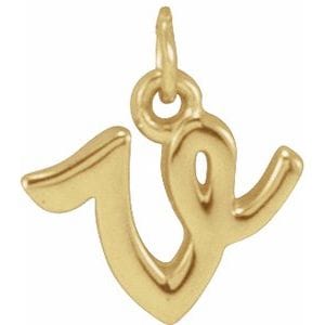 14K YELLOW PETITE INITIAL V PENDANT