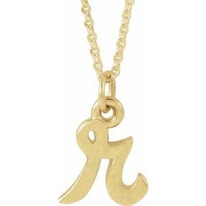 14K YELLOW PETITE INITIAL R 16" NECKLACE
