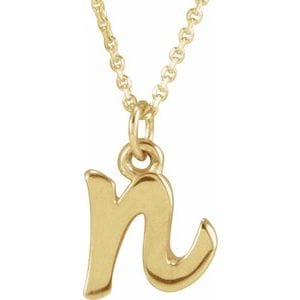 14K YELLOW PETITE INITIAL N 16" NECKLACE