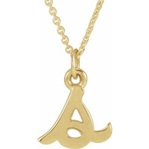 14K YELLOW PETITE INITIAL S 16" NECKLACE