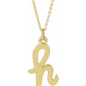 14K YELLOW PETITE INITIAL H 16" NECKLACE