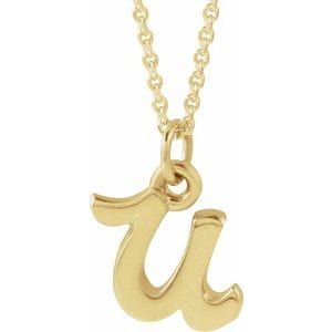14K YELLOW PETITE INITIAL U 16" NECKLACE