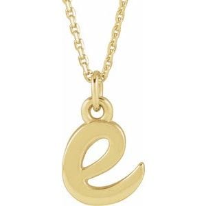14K YELLOW PETITE INITIAL E 16" NECKLACE