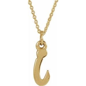 14K YELLOW PETITE INITIAL I 16" NECKLACE