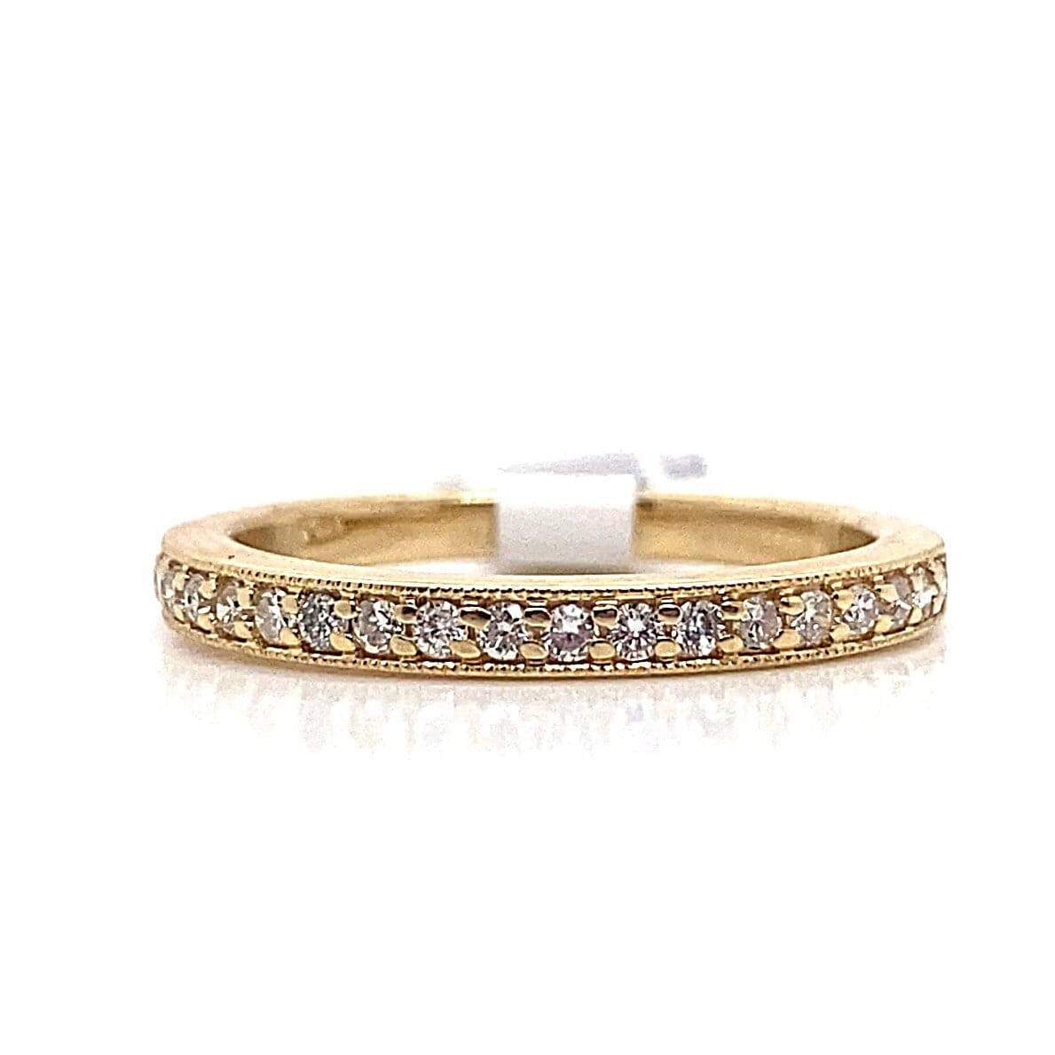 14K YELLOW GOLD .35 CT TW NATURAL ROUND BRILLIANT DIAMOND PAVE SET WITH MILGRAIN BAND