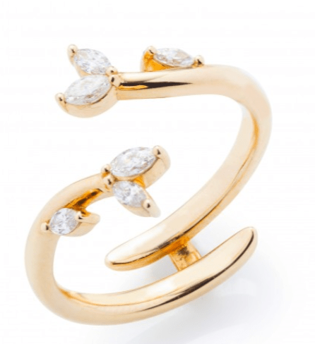 14K YELLOW GOLD .24CT TW MARQUISE G-H/SI NATURAL DIAMOND BYPASS BAND 6D