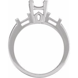 Rings 14K White 7x5 mm Emerald Accented Engagement Ring Mounting