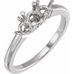 Rings Sterling Silver 3 mm Round 3-Stone Anniversary Band Mounting