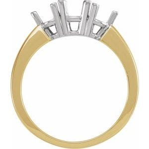 Rings 14K Yellow/White Three-Stone Engagement Ring Mounting
