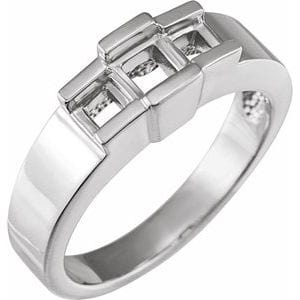 Rings 14K White 5x5 mm Square Three-Stone Engagement Ring Mounting