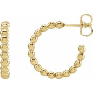 Earrings 14K Yellow Beaded 17 mm Hoop Earrings