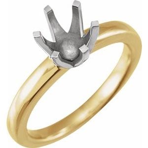 Rings 14K Yellow & White 7 mm Round Tall 6-Prong Solstice Solitaire® Ring Mounting