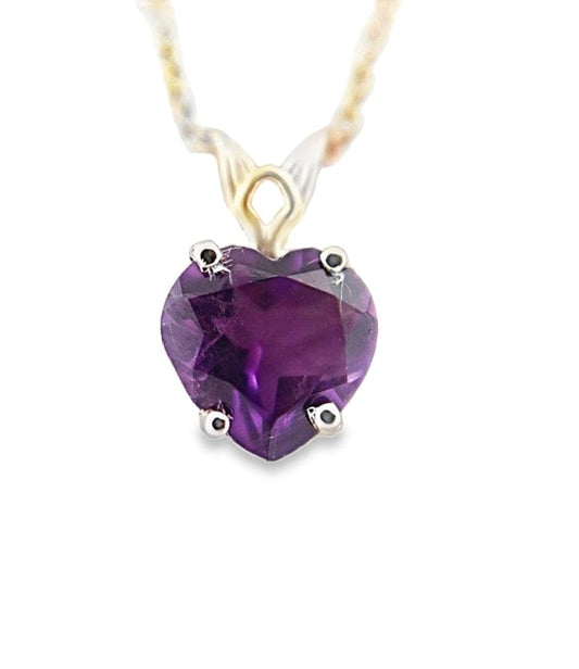 14KW 10MM HEART AMETHYST PENDANT