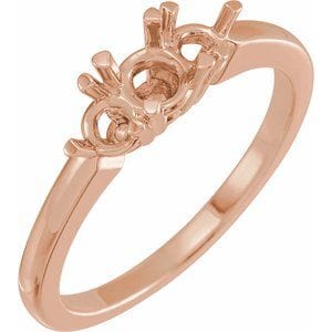 Rings 10K Rose 3.2 mm Round 3-Stone Anniversary Band Mounting