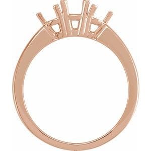 Rings 10K Rose 3.2 mm Round 3-Stone Anniversary Band Mounting