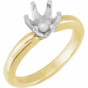 Rings 14K Yellow & White 6.5 mm Round 6-Prong Low Solstice Ring Mounting