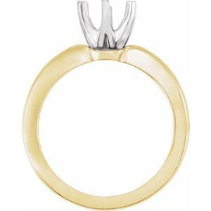 Rings 14K Yellow & White 6.5 mm Round 6-Prong Low Solstice Ring Mounting