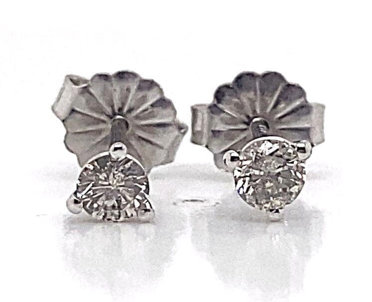 14K WHITE GOLD .25CT TW NATURAL DIAMOND ROUND BRILLIANT J/I1 MARTINI STYLE STUD EARRINGS
