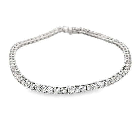 14K WHITE GOLD 4CT TW NATURAL ROUND BRILLIANT DIAMOND H-I/SI-I1 PRONG SET TENNIS BRACELET 7"