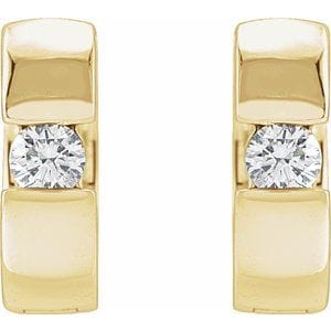 Earrings 14K Yellow 1/4 CTW Natural Diamond 12 mm Hinged Huggie Hoop Earrings