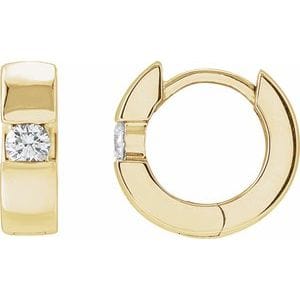 Earrings 14K Yellow 1/4 CTW Natural Diamond 12 mm Hinged Huggie Hoop Earrings