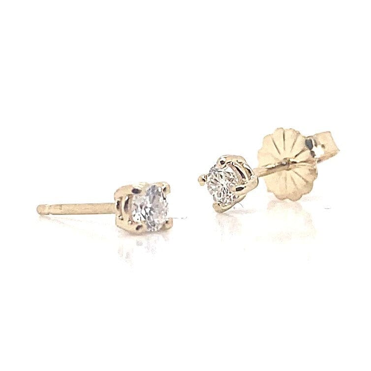 14K YELLOW GOLD 1/4CT TW NATURAL DIAMOND ROUND BRILLIANT F-G/SI FOUR PRONG BASKET STUD EARRINGS