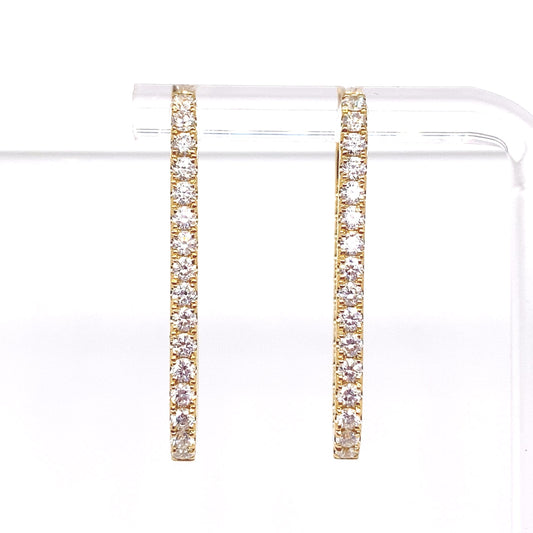 18K YELLOW GOLD 1.65CT TW NATURAL ROUND BRILLIANT CUT DIAMOND ACCENTS F/VS RECTANGLE IN AND OUT HOOPS
