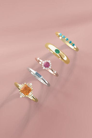 various colors of gemstone rings