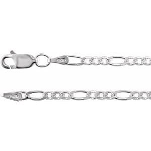Bracelets Sterling Silver 2.5 mm Figaro 7" Chain