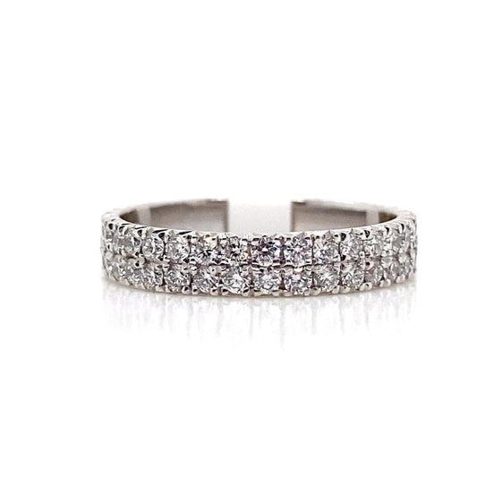 14K WHITE GOLD 1.15CT TW 2 ROW PAVE SET ETERNITY BAND SIZE 5 1/2
