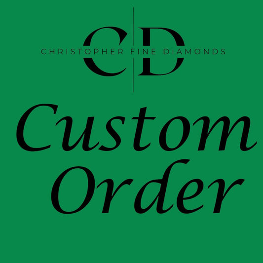 Green background with black text: CUSTOM JEWELRY DESIGN - INITIATED by CD Christopher Fine Diamonds.