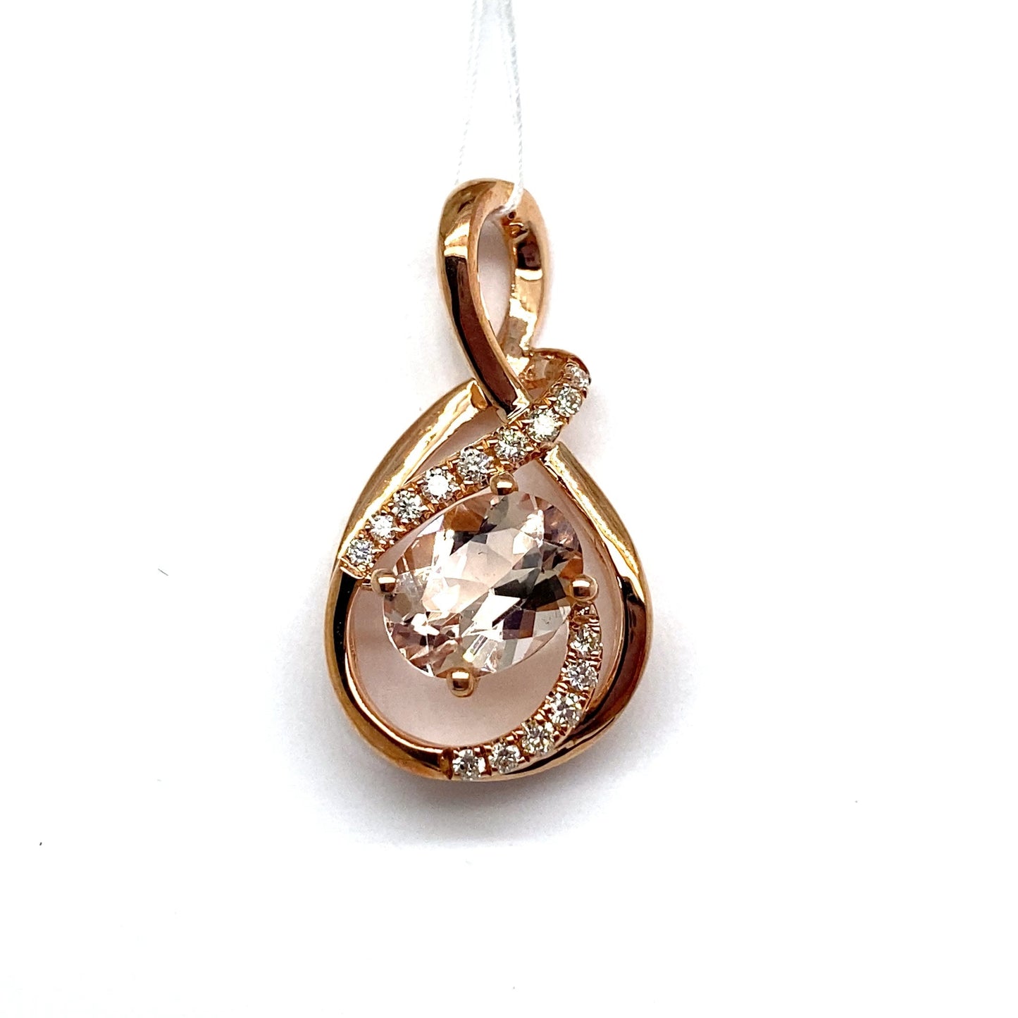 livingstone jewelry 14k white gold 1.64 ct morganite center 0.168 ct tw natural diamond accent pendant