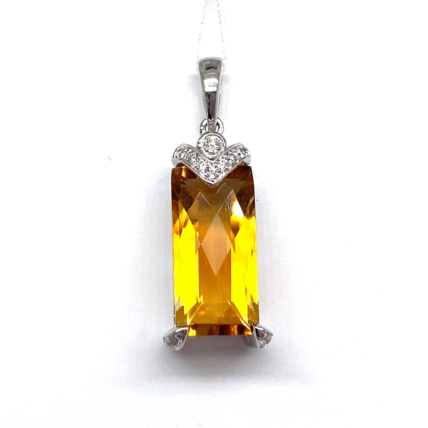 livingstone jewelry 14k white gold 4.10 ct citrine center 0.108 ct tw natural diamond accent pendant