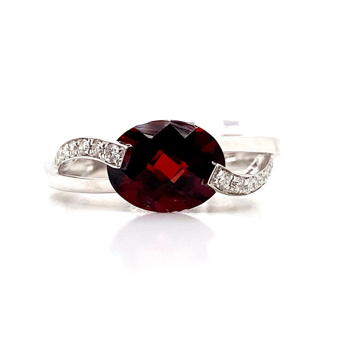 livingstone jewelry 14k white gold 2.25 ct garnet center 0.12 tw natural diamond accent ring