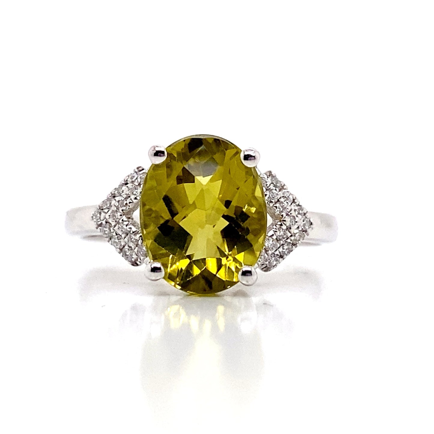 livingstone jewelry 14k white gold 2.90 ct lime citrine center 0.168 tw natural diamond accent ring